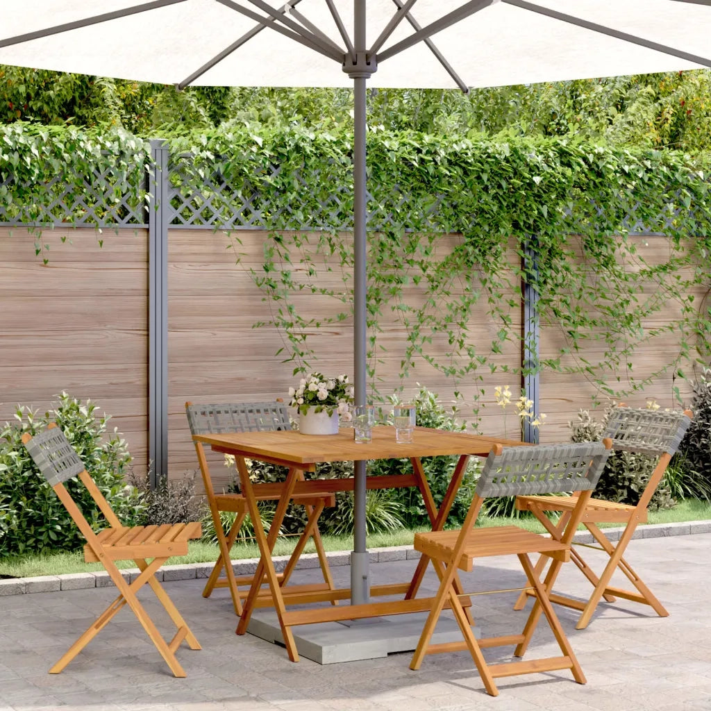 Set Pranzo da Giardino 5pz Grigio Polyrattan e Legno Massello
