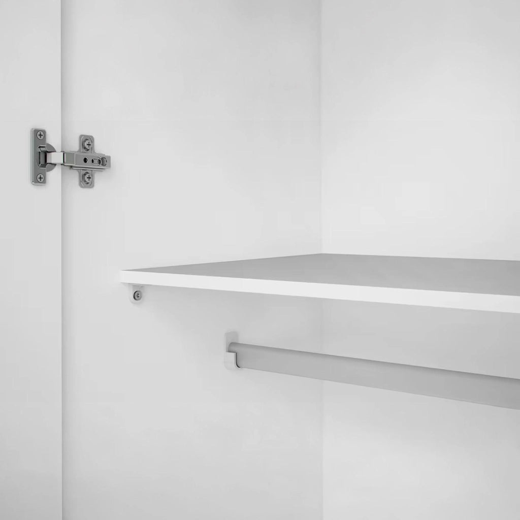 Armadio Multiuso Con 2 Ante Armadietto Battente Design Moderno Salvaspazio Vano Con Barra Appendiabiti E Ripiani Camera Da Letto Ingresso Lavanderia 77.6 x 49.52 x 175.4 Cm Bianco