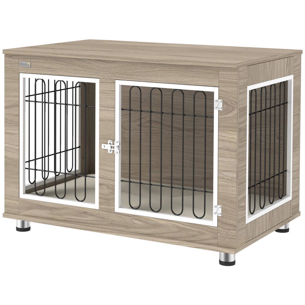 Cuccia per cani mobile multiuso con doppia porta e cuscino ¨C Xylo ¨C Legno