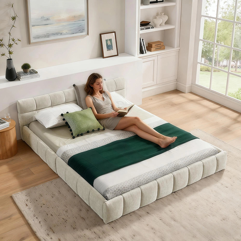 Letto 140x200cm?- Xylo - chenille quadretti beige