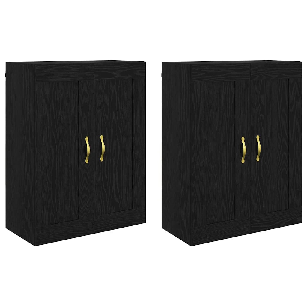 Mobile a muro 2 pcs Rovere Nero 69,5 x 34 x 90 cm 3402691