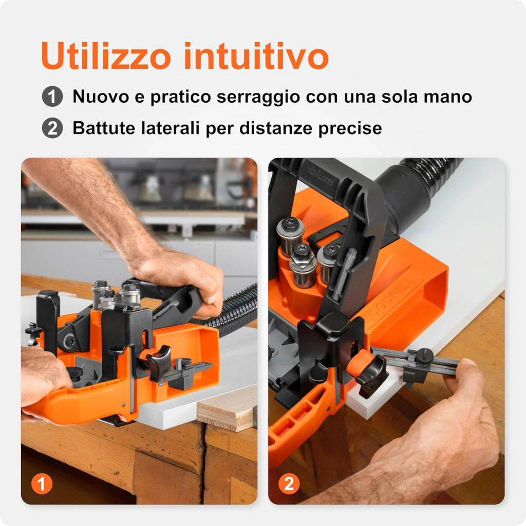 ECODRILL - Cerniere in un batter d'occhio, cerniere per armadi e mobili, aiuto per la lavorazione, nastro Ø = 35 mm, cerniera, foratura verticale