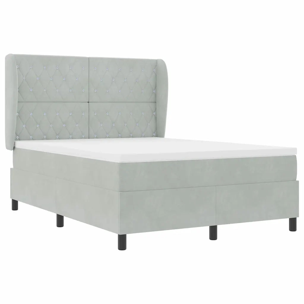 Letto a molle con materasso Grigio chiaro 190 x 140 cm Velluto 3340868