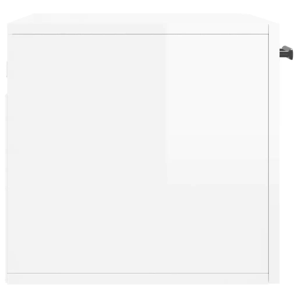 Armadietto a Muro | Mobile a Parete Bianco Lucido 60x36,5x35 cm Legno Multistrato