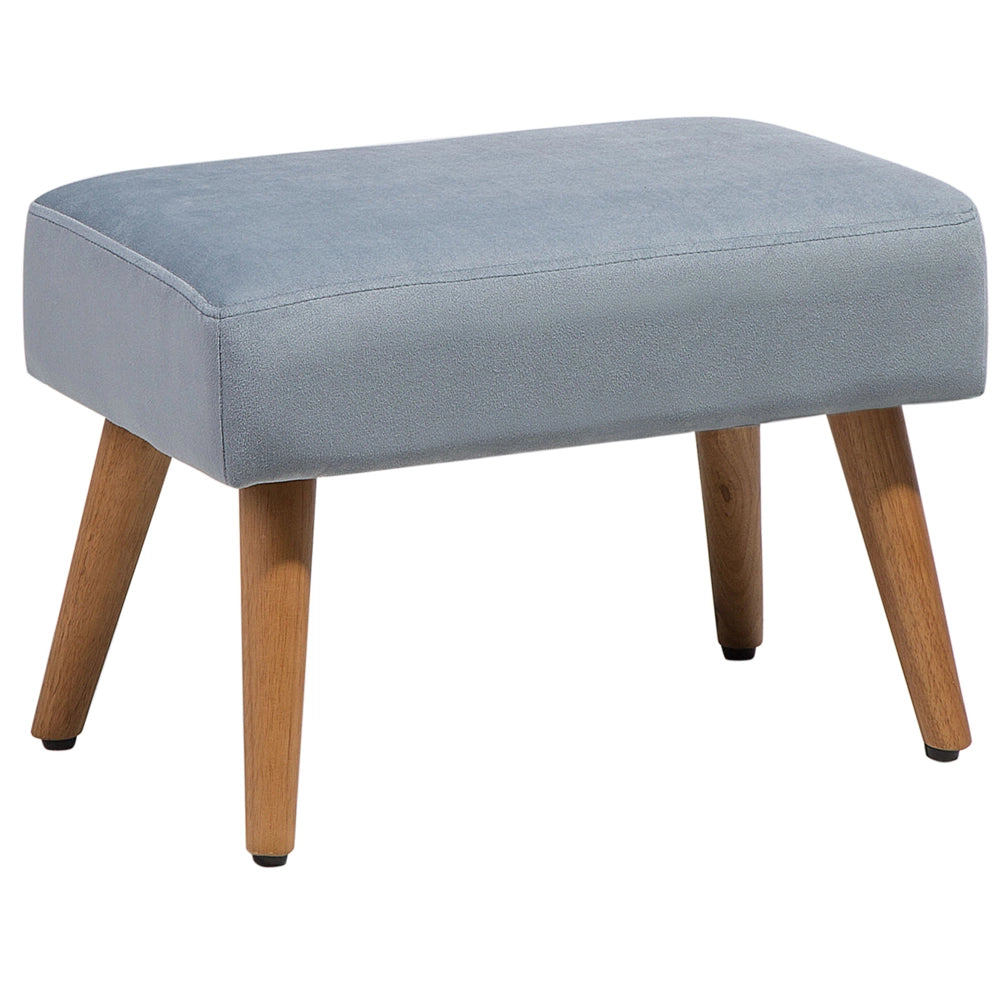 Poggiapiedi in Cotone Grigio chiaro e legno chiaro con Gambe in Legno