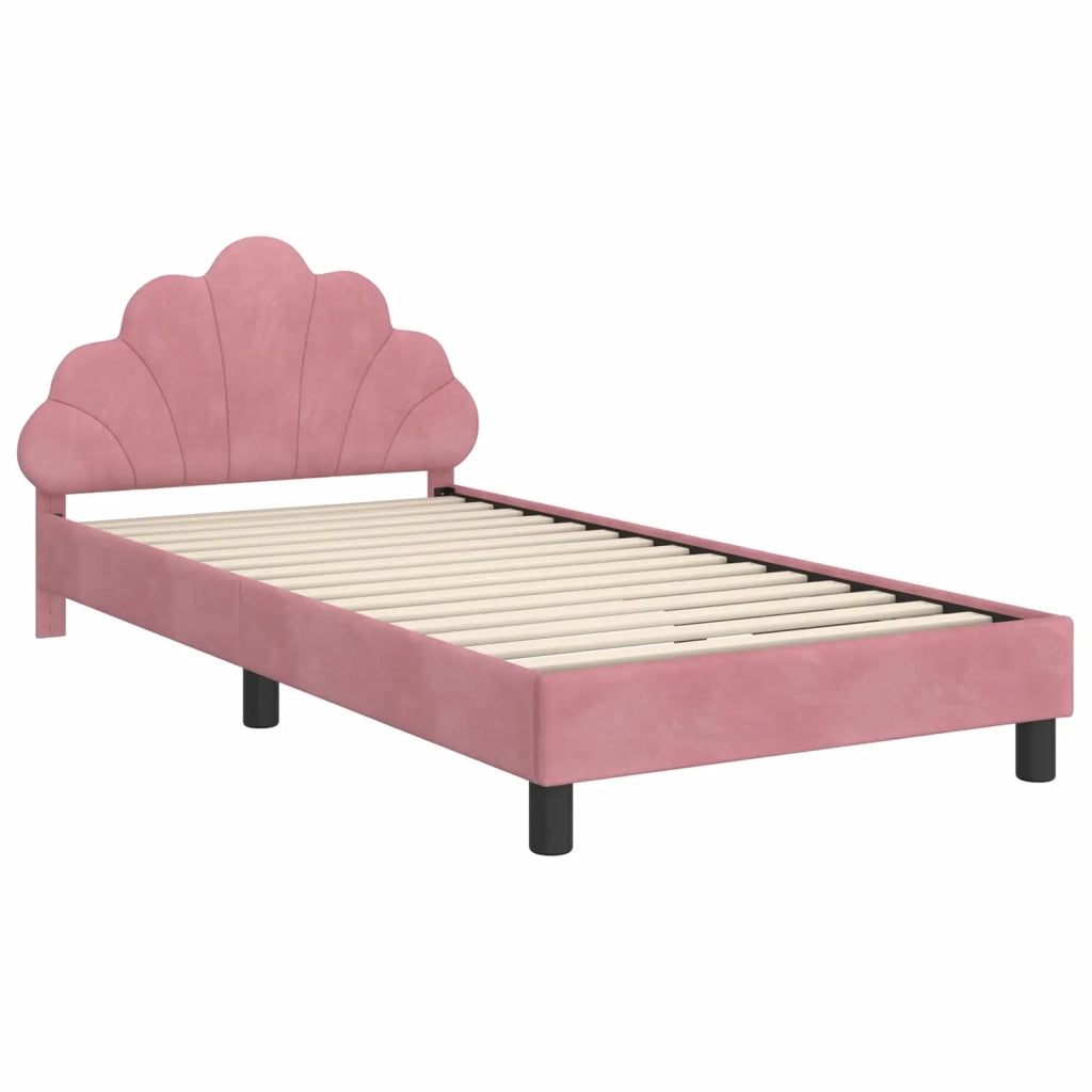 Struttura letto bambini con testata Rosa 80 x 200 cm Velluto 42011151