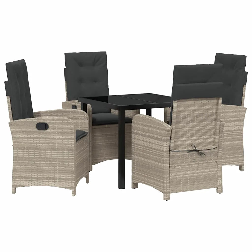 Set da Pranzo per Giardino 5 pcs Grigio chiaro polyrattan 3380296