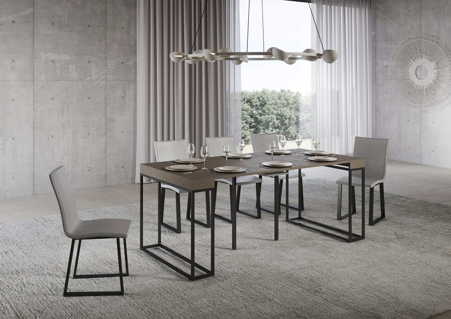 Consolle Allungabile 90-196x40x77 cm Epoca Small Tortora Telaio Antracite