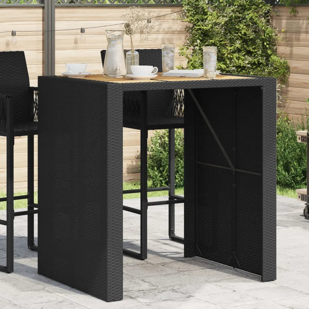 Tavolo Bar da Giardino | Tavolino da esterno Piano in Acacia 105x80x110 cm Polyrattan