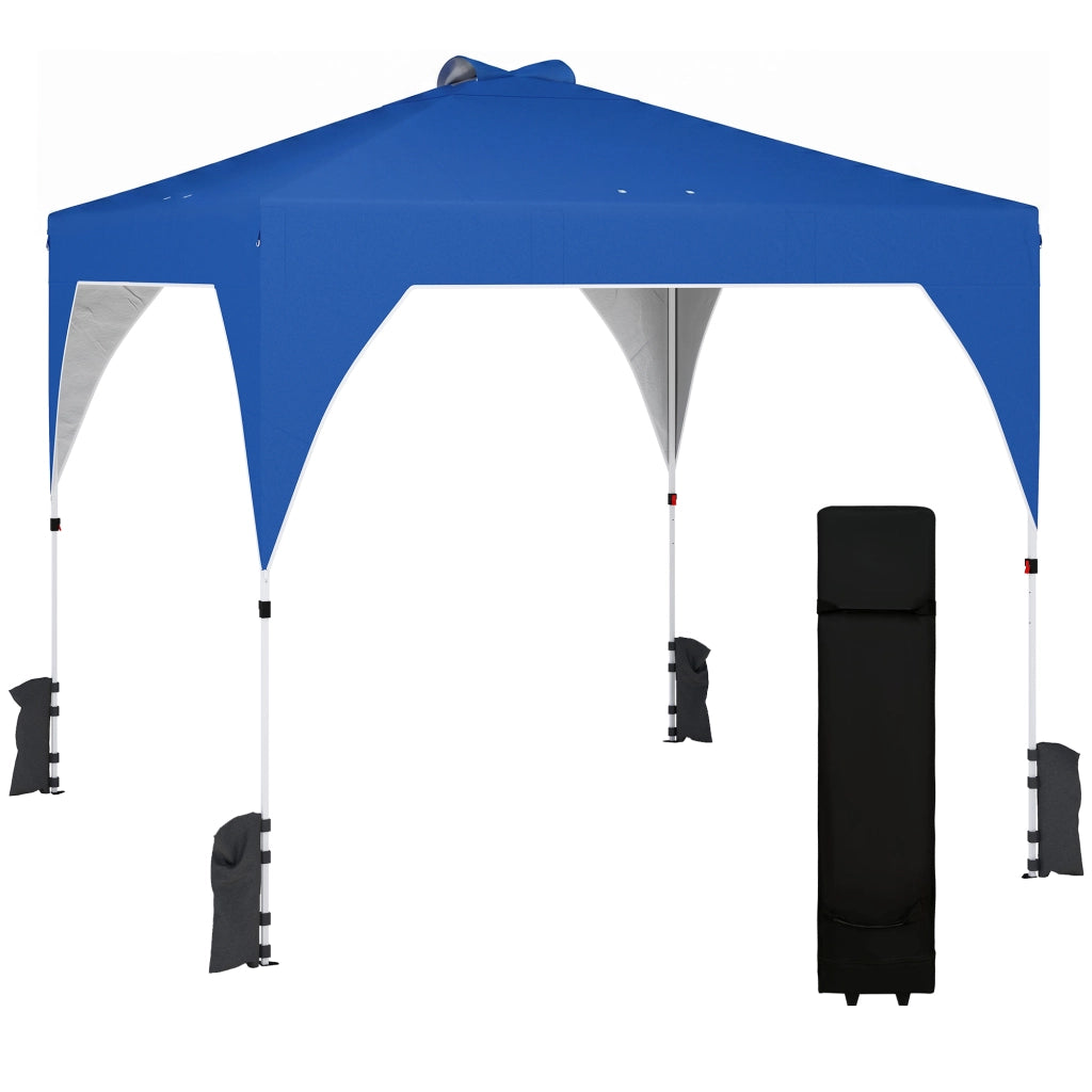 Carpa da Giardino Pieghevole 3x3 m ¨C zephmum ¨C Blu con Blocco Centrale, Altezza Regolabile, Borsa con Ruote