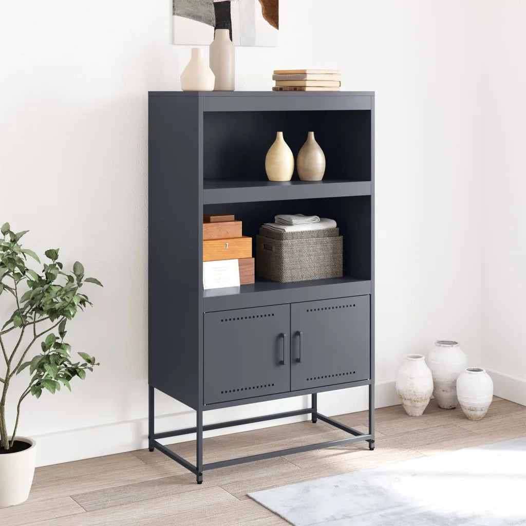 Credenza | Madia | Buffet da pranzo | Armadio da pranzo Antracite 68,5x38,5x123,5 cm in Acciaio