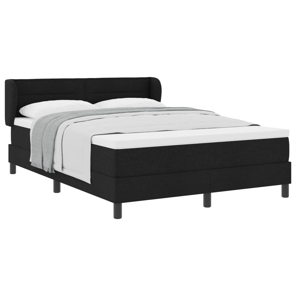 Letto Box Spring con Materasso Nero 140x190 cm Tessuto