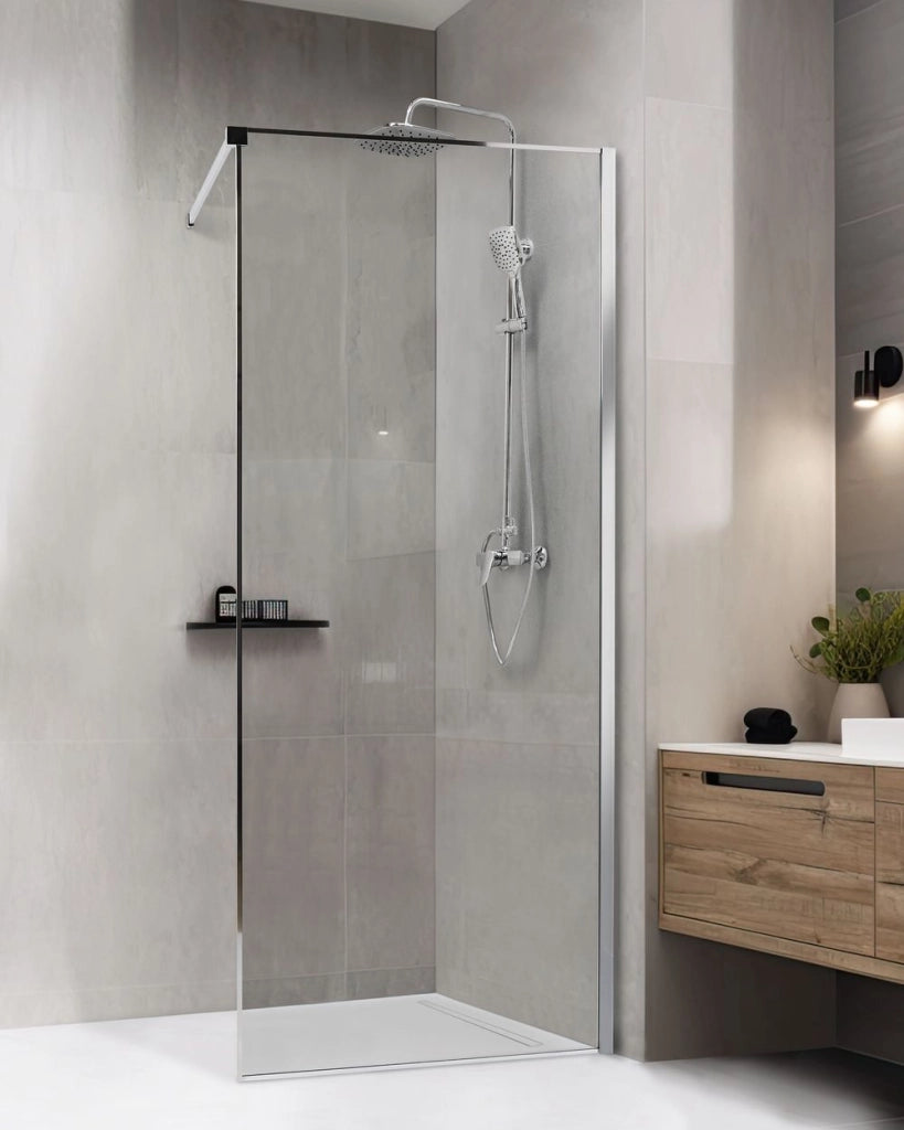 Schermo doccia argento in vetro temperato con cornice in acciaio inox Wet Room Bagno senza porte 80 x 190 cm