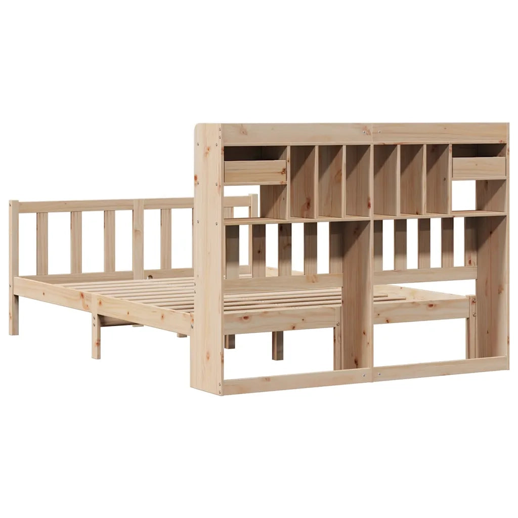 Letto matrimoniale | Letto per adulti | Letto Libreria senza Materasso 140x200 cm in Legno di Pino