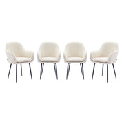Set di 4 poltrone in velluto a coste con gambe in metallo nero opaco,