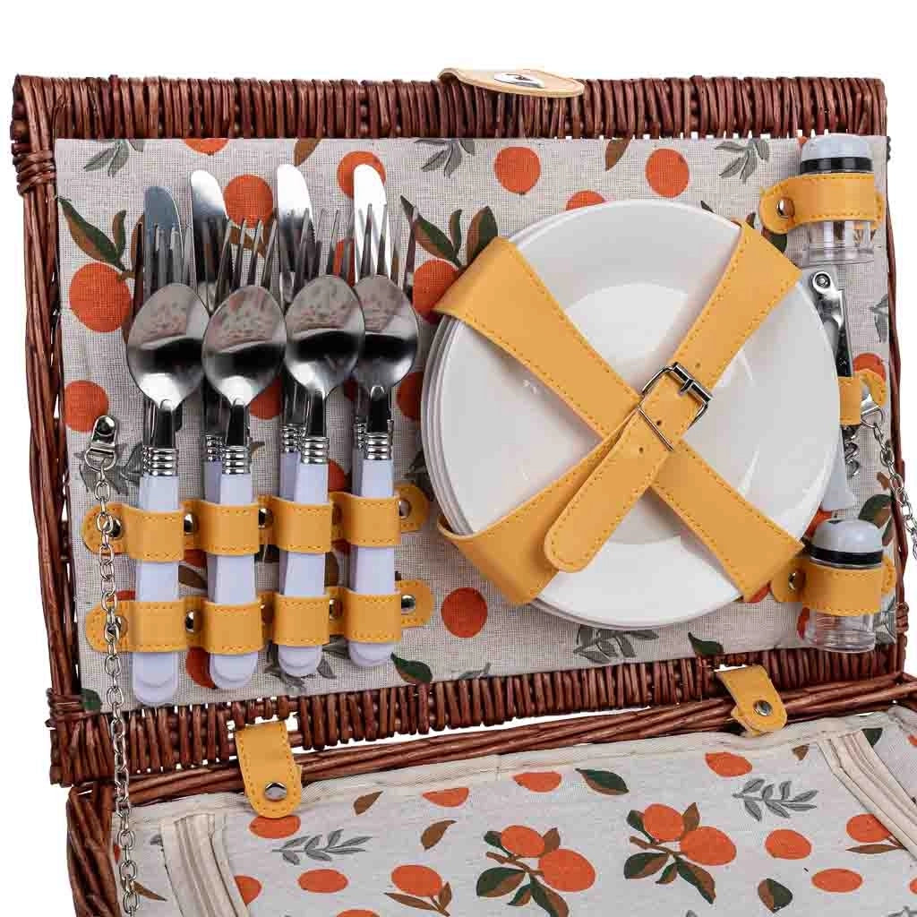 Cestino da picnic per 4 persone, marrone, 40x28x19h cm