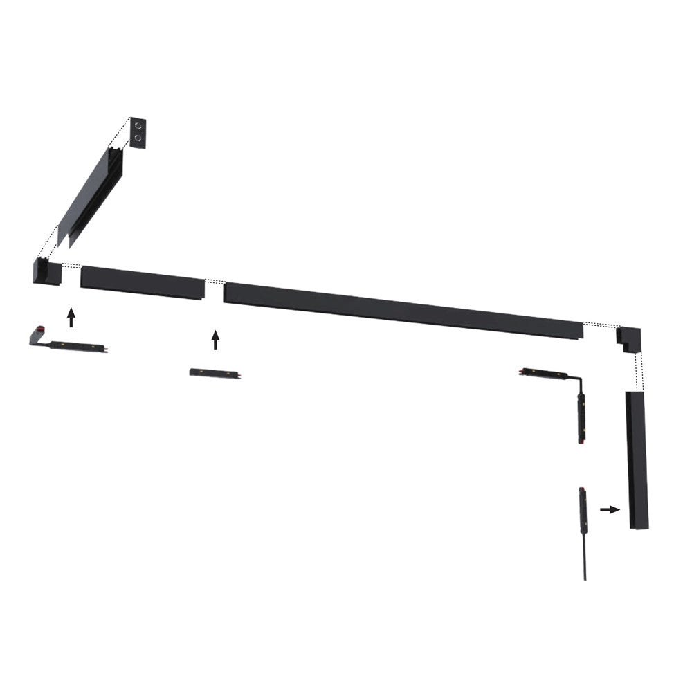 Trade Shop - Binario Lineare Esterno In Alluminio Nero Per Track Lights Magnetiche Dc 48v 2mt Gf-3-2m -