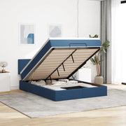 vidaXL Struttura Letto Pouf con Materasso Blu 140x200cm in Tessuto