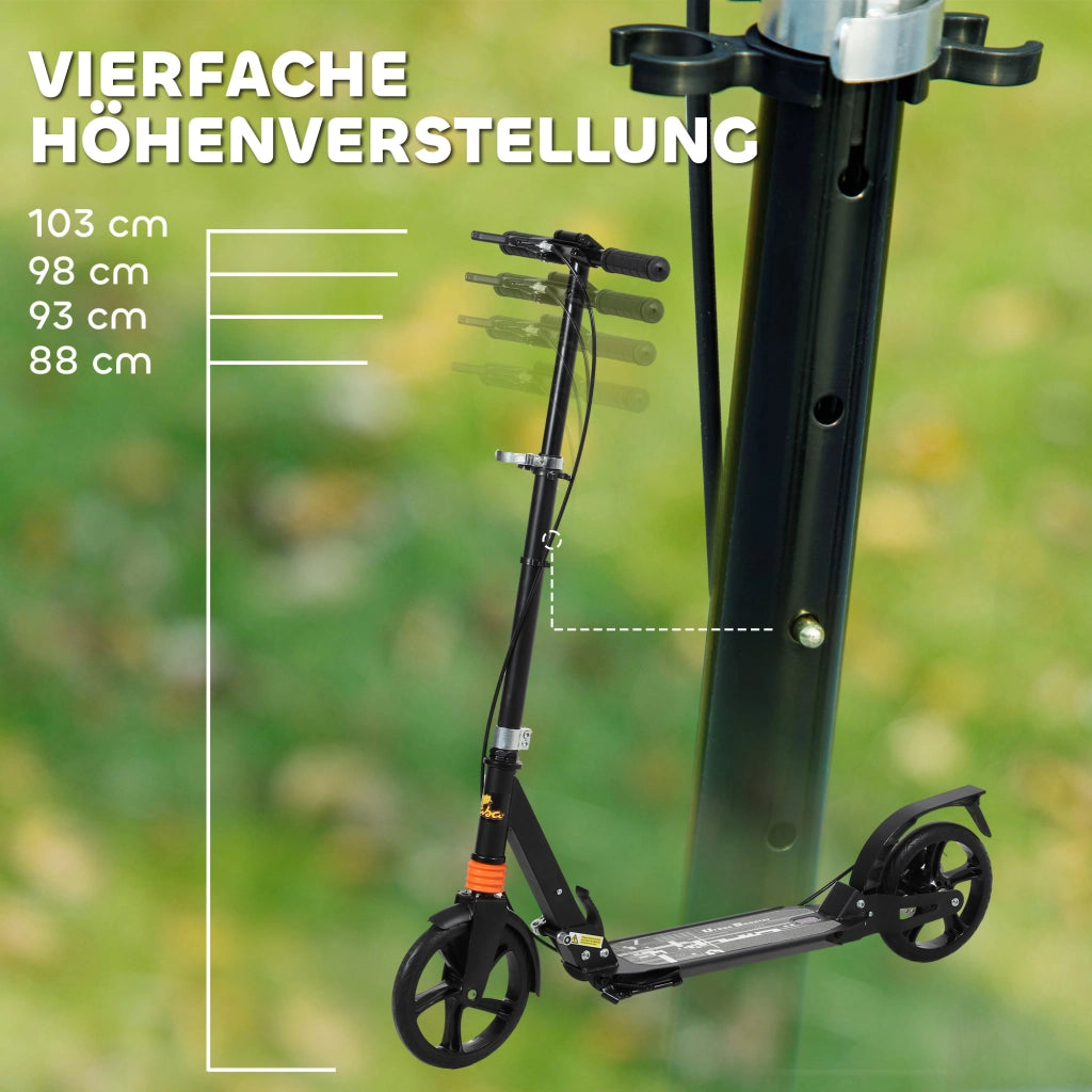 Monopattino Pieghevole ¨C Xylo ¨C Nero, Regolabile 88-103cm, Per Bambini 6-12 Anni