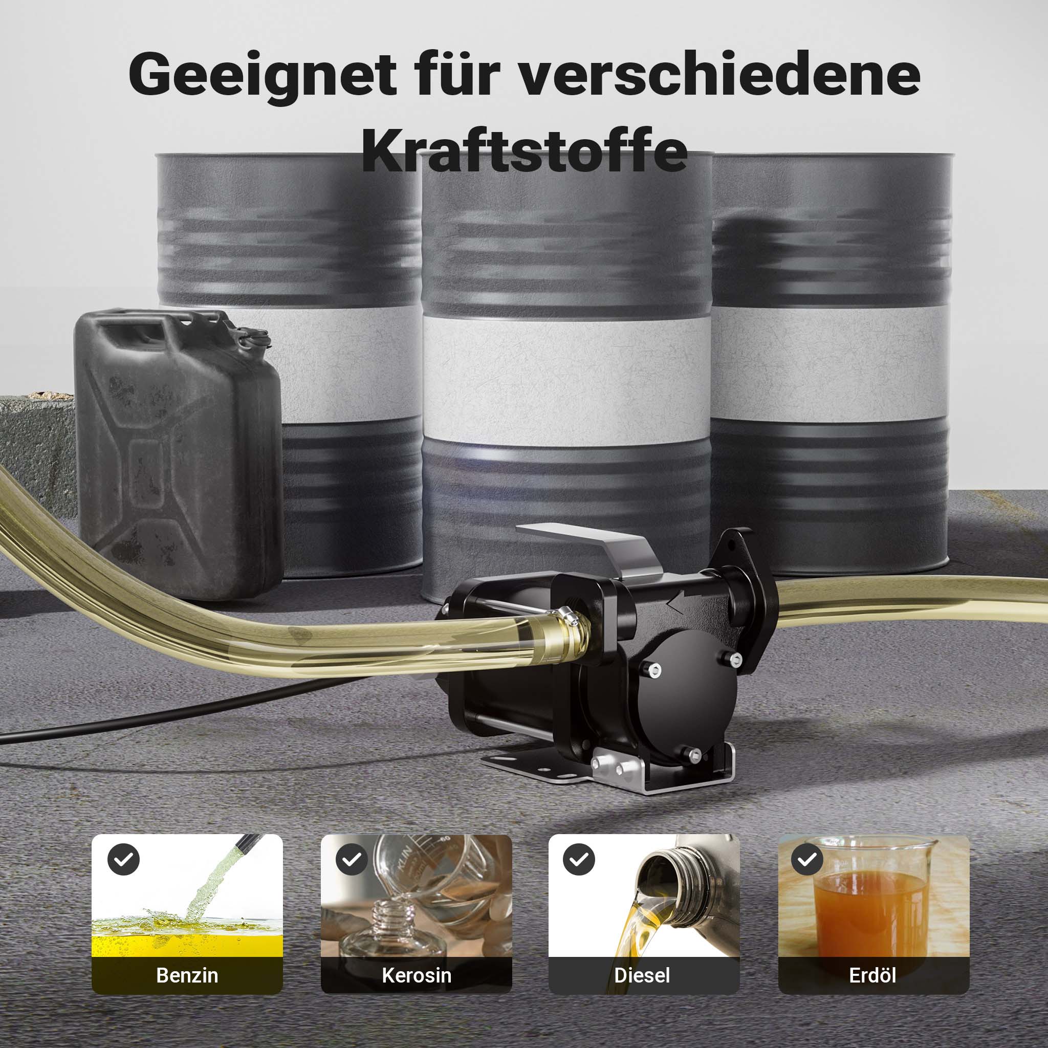 Pompa travaso carburante 12 V 180 W, Pompa travaso gasolio/benzina, 40 l/min, 4200 giri/min