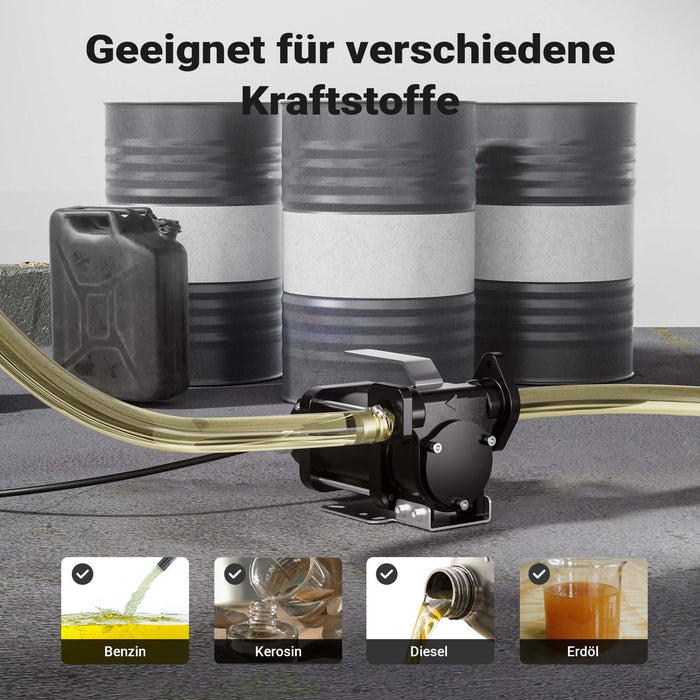 Pompa travaso carburante 12 V 180 W, Pompa travaso gasolio/benzina, 40 l/min, 4200 giri/min