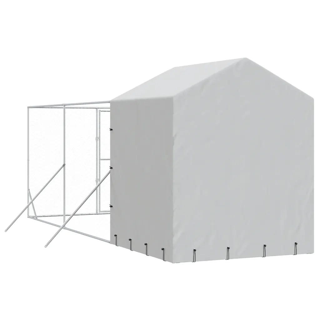 Cuccia Cani da Esterno Tetto Argento 2x6x2,5 m Acciaio Zincato 3190475