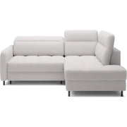 Divano ad angolo destro convertibile BARNEA 208 cm bianco chenille con contenitore