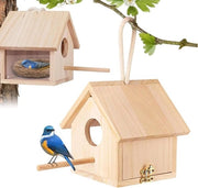 Casa per uccelli in legno - trasparente - Casa per uccelli per esterno con attacco - Casa per uccelli per esterno da appendere - Decorazione DIY per re di corvo, rondine, colibrì, passeri