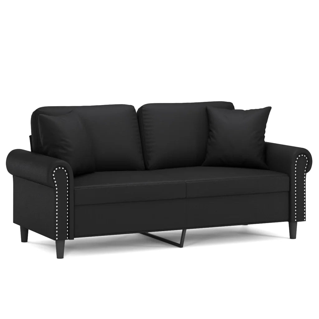 Divano a 2 Posti con Cuscini Nero 140 cm in Similpelle 3200930