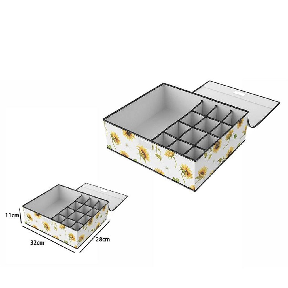 Trade Shop - Box Scatola Salvaspazio 12 Griglie Tasche Vani Porta Oggetti Organizer 32x28x11 -