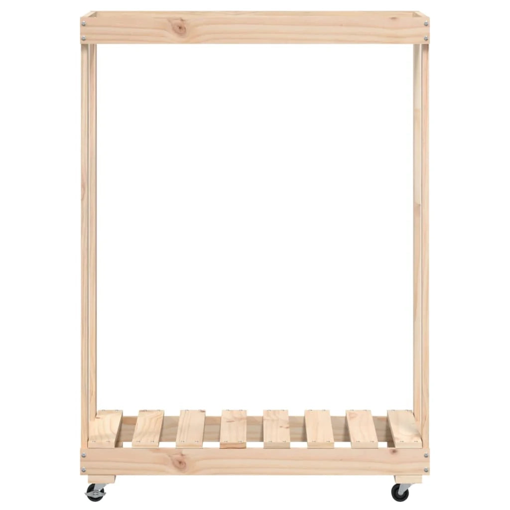 Portalegna con ruote 76,5 x 40 x 108 cm legno massello di pino marrone 02_0043802