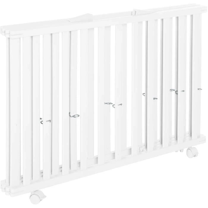 Box pieghevole per bambini - ROBA - LITTLE STARS - 75 x 100 cm - Altezza regolabile - 4 ruote frenate - Legno laccato bianco - Motivo a stelle