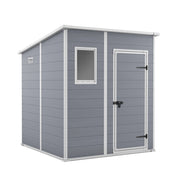 Manor Pent 6x6 - Casetta da Giardino 183,50x200x185 cm 1 Anta per deposito attrezzi finitura effetto legno graffiato in Resina Grigio