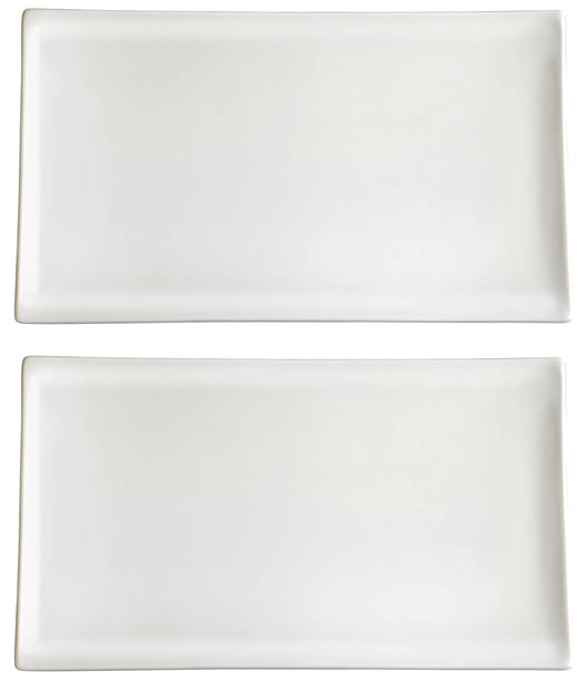 Set 2 Vassoi Rettangolari 34x16x2,4 cm in Porcellana Allluminica Kaleidos Aluxina Bianchi