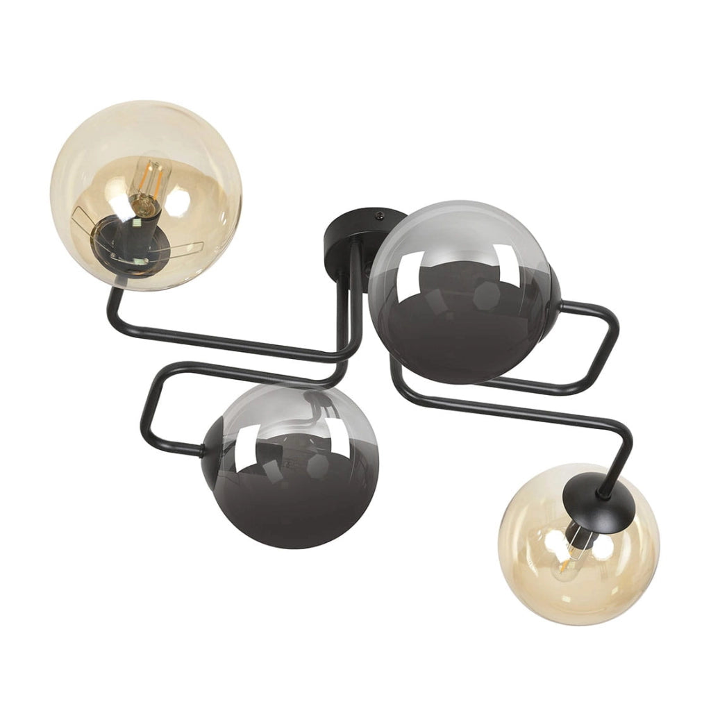 Plafoniera Emibig Brendi 4xE14 nero vetro mix 55cm