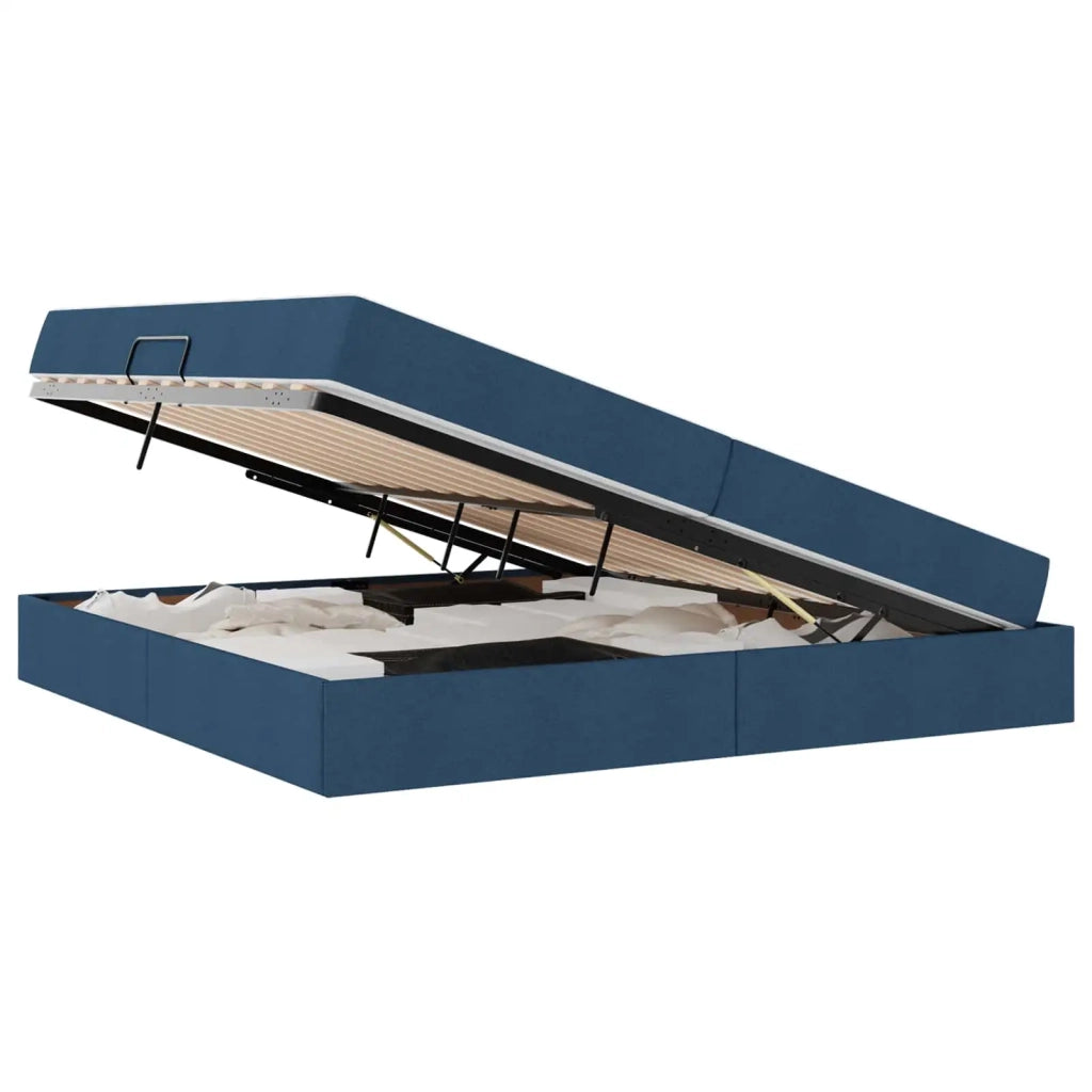 Letto con contenitore e materasso Blu 200 x 200 cm Poliestere