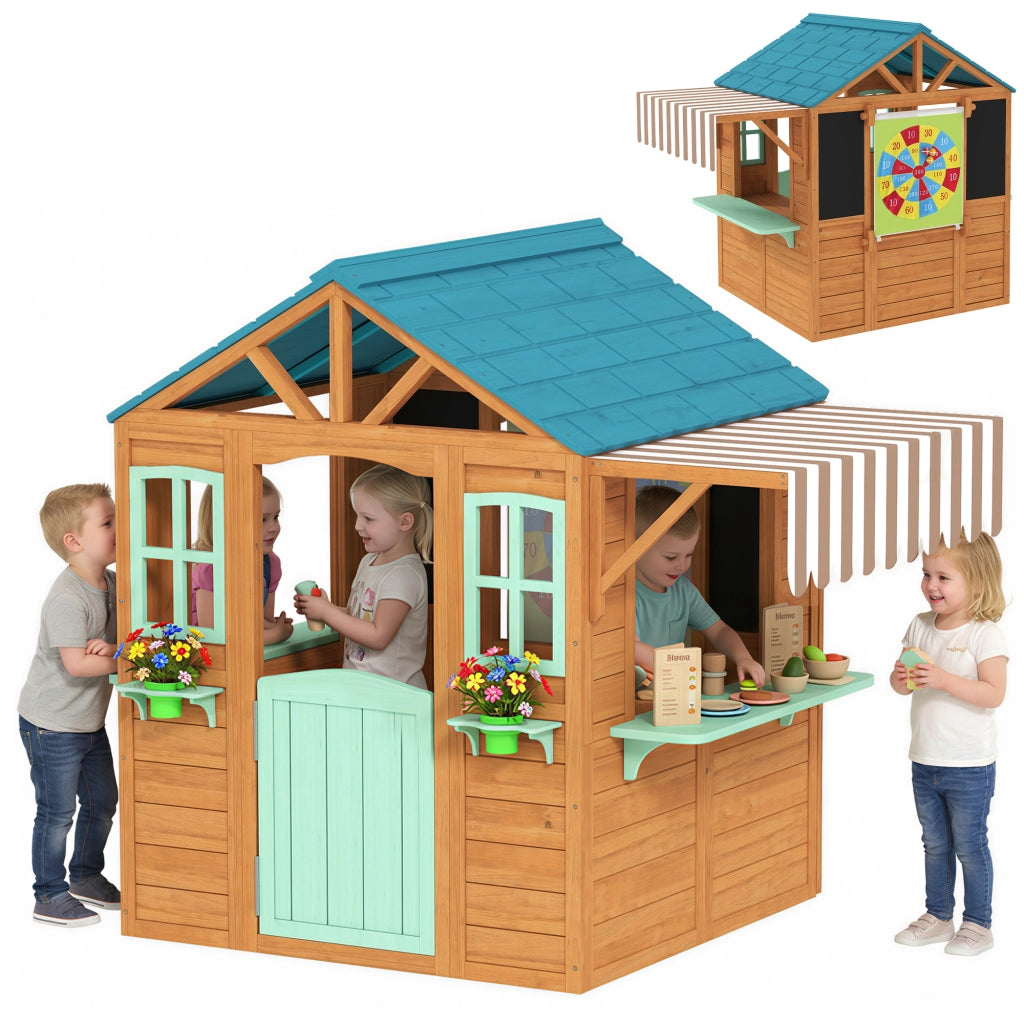 Casetta da Giardino per Bambini con Lavagna e Accessori ¨C Zephmum ¨C Grigio