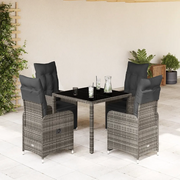 Set BistrÃ² da Giardino 5 pz con Cuscini in Polyrattan Grigio