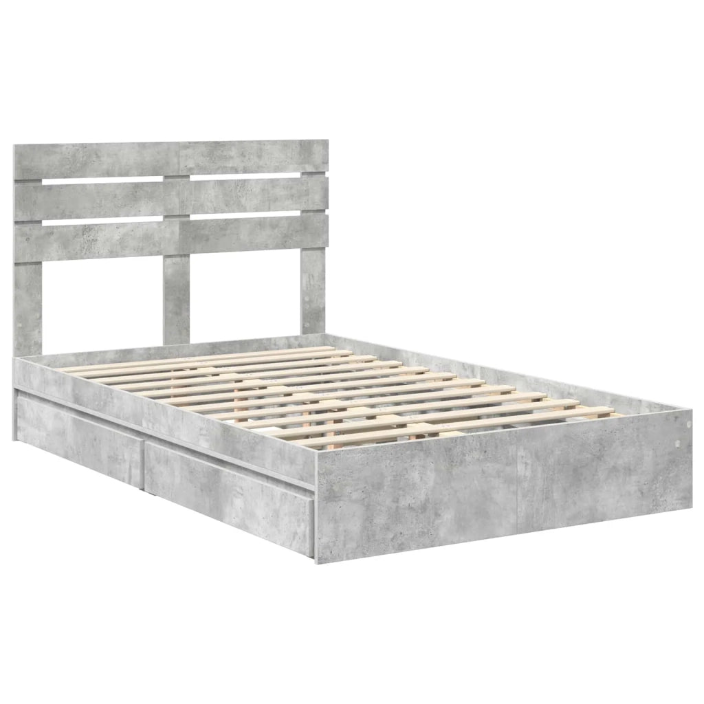 Letto con Contenitore con testiera Grigio cemento 135 x 190 cm 3411576