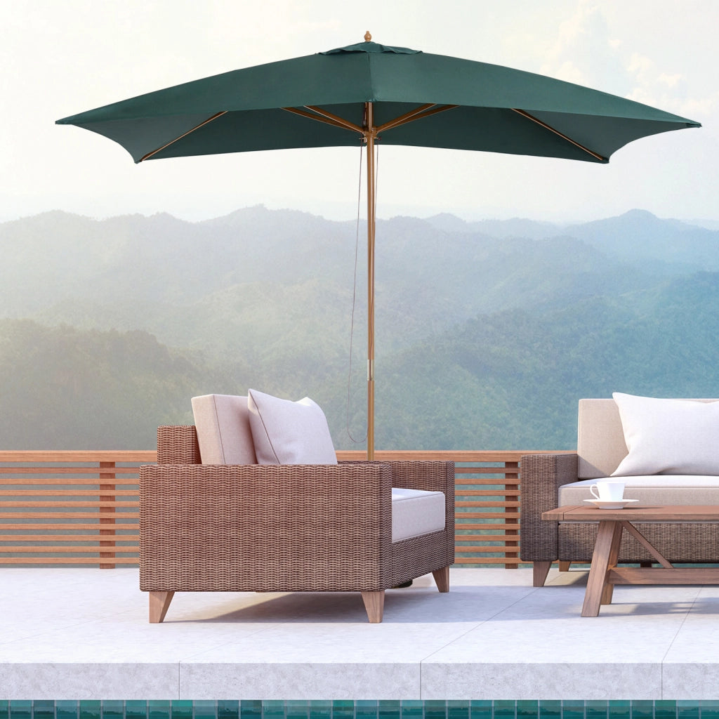 Ombrellone da Giardino in Legno e Bamb¨´ ¨C zephmum ¨C Verde 2x3 m