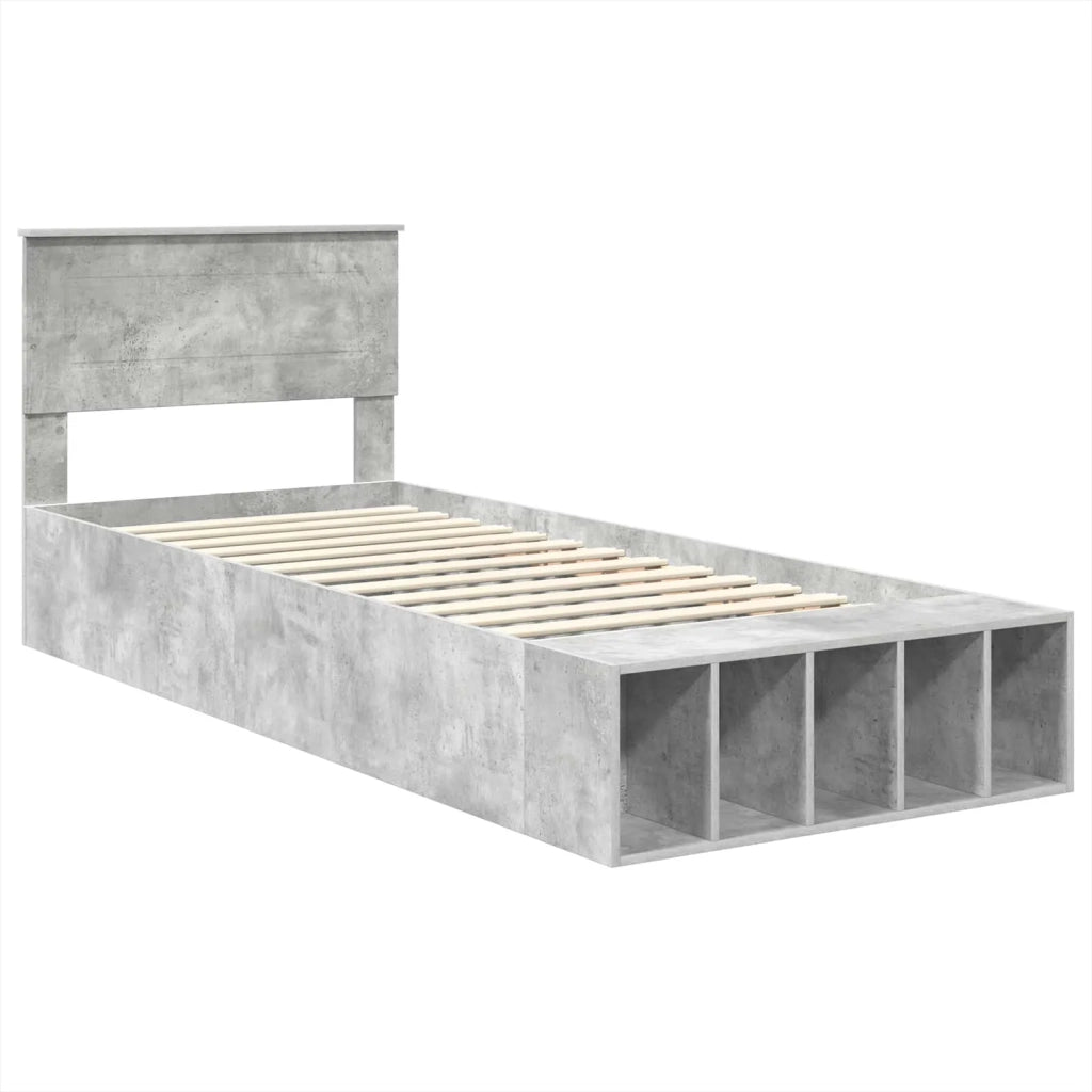 Struttura del letto con lo scaffale Grigio cemento 90 x 200 cm 3408399