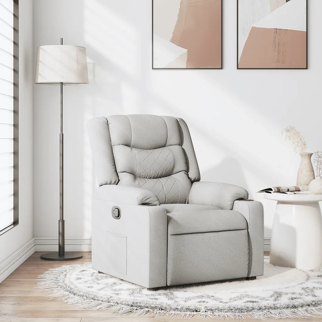 vidaXL Poltrona Reclinabile in Tessuto Grigio Nuvola