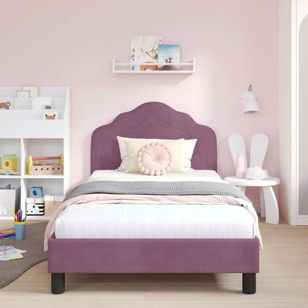Struttura letto bambini con testata Viola 90 x 190 cm Velluto 42010954