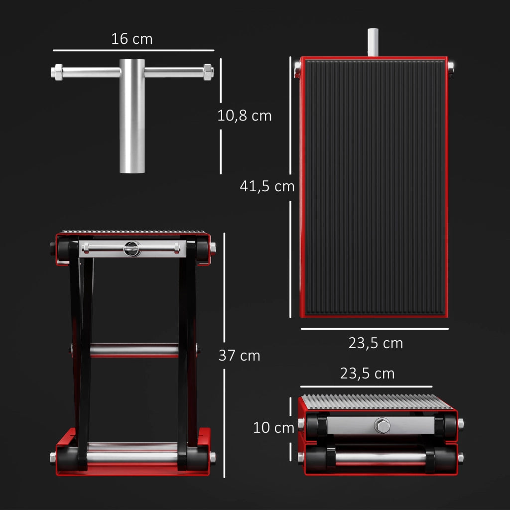 Cavalletto per Moto ¨C zephmum ¨C Regolabile 10-37 cm, Rosso e Nero