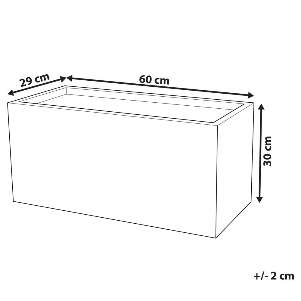 Vaso per piante in fibra di argilla bianca 60 x 29 x 30 cm Fioriera rettangolare per interni ed esterni