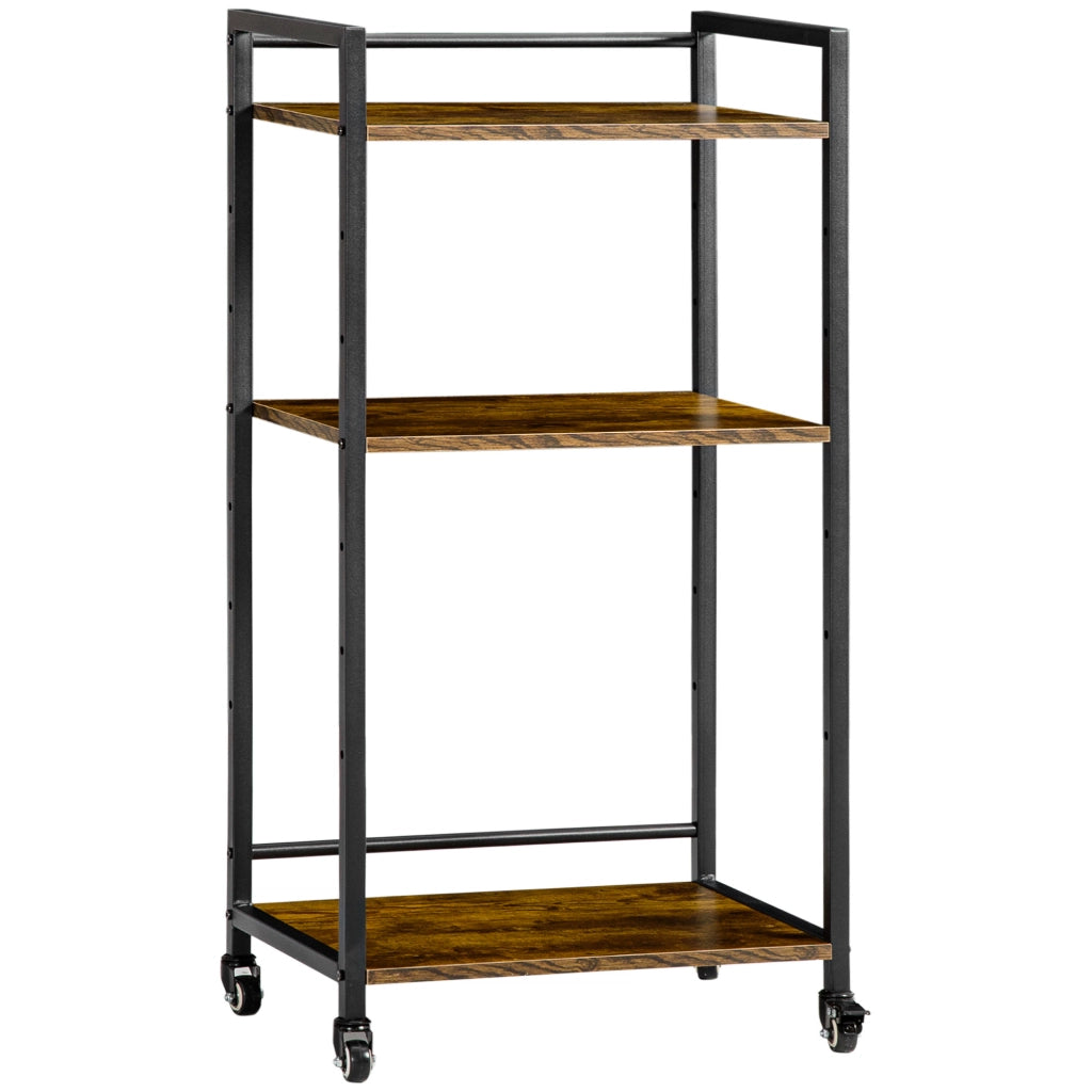 Carrello porta stampante con 3 ripiani ¨C Xylo ¨C Legno marrone rustico 50x35x100,5 cm