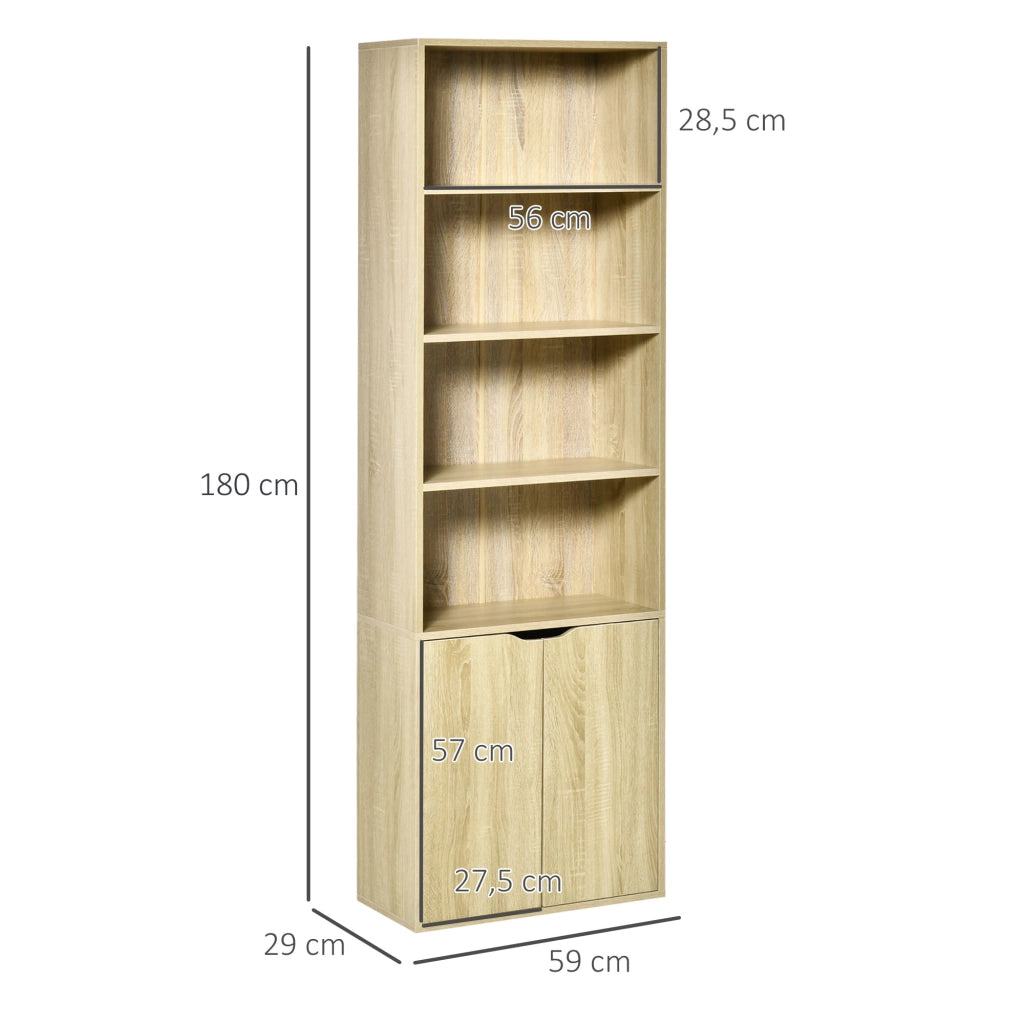 Libreria con ante e scaffali aperti ¨C Zephmum ¨C Legno naturale 59x29x180 cm