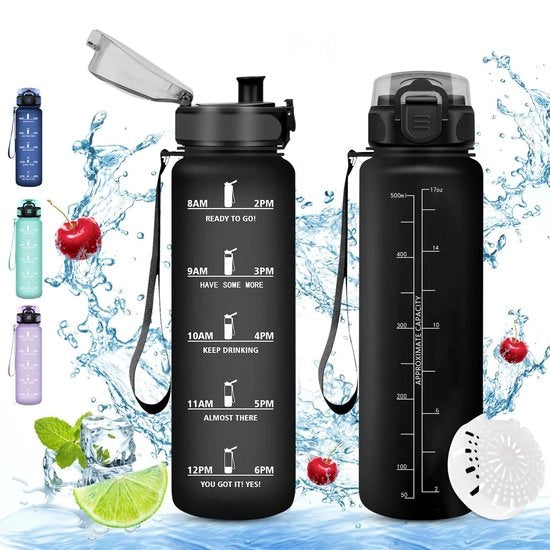 Sportdrinkfles 0,5 litri - BPA libero - Lek libero - Adatto per bevande gassate - Ecocompatibile - Materiale riciclabile in plastica - Otre da acqua
