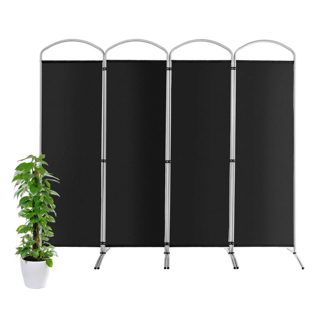 Paravento pieghevole divisorio 221 x 188 cm facile da montare e trasportare stile moderno poliestere nero 20_0021164