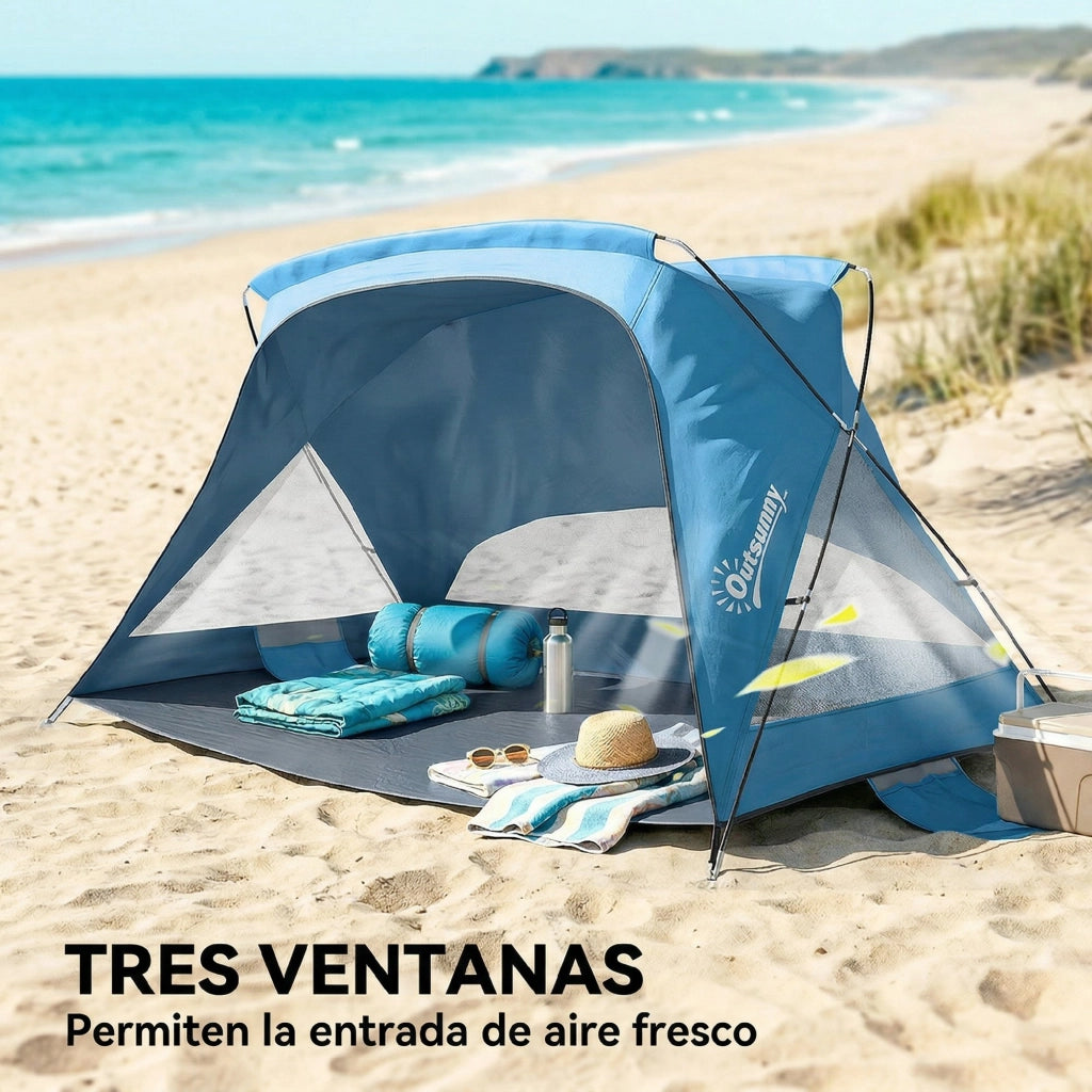 Tenda da giardino per 2-3 persone ¨C zephmum ¨C blu cielo con porta, finestre, sacchi di sabbia, UPF30+ e borsa